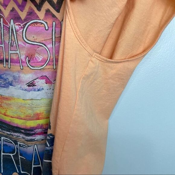 Jerry Leigh Solid Orange Chasing Dreams logo Sunset Open Back Tee Shirt size L - Picture 5 of 10